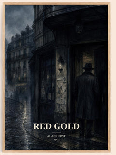 Red Gold watercolour book poster by Alan Furst – framed literary art print