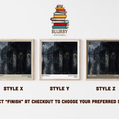 Red Gold literary print in frame leaning in hallway – thriller wall art