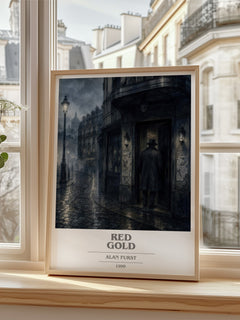 Red Gold book cover poster colour and style options – Alan Furst book art