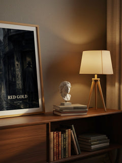 Red Gold watercolour print on bookshelf – Alan Furst fan gift