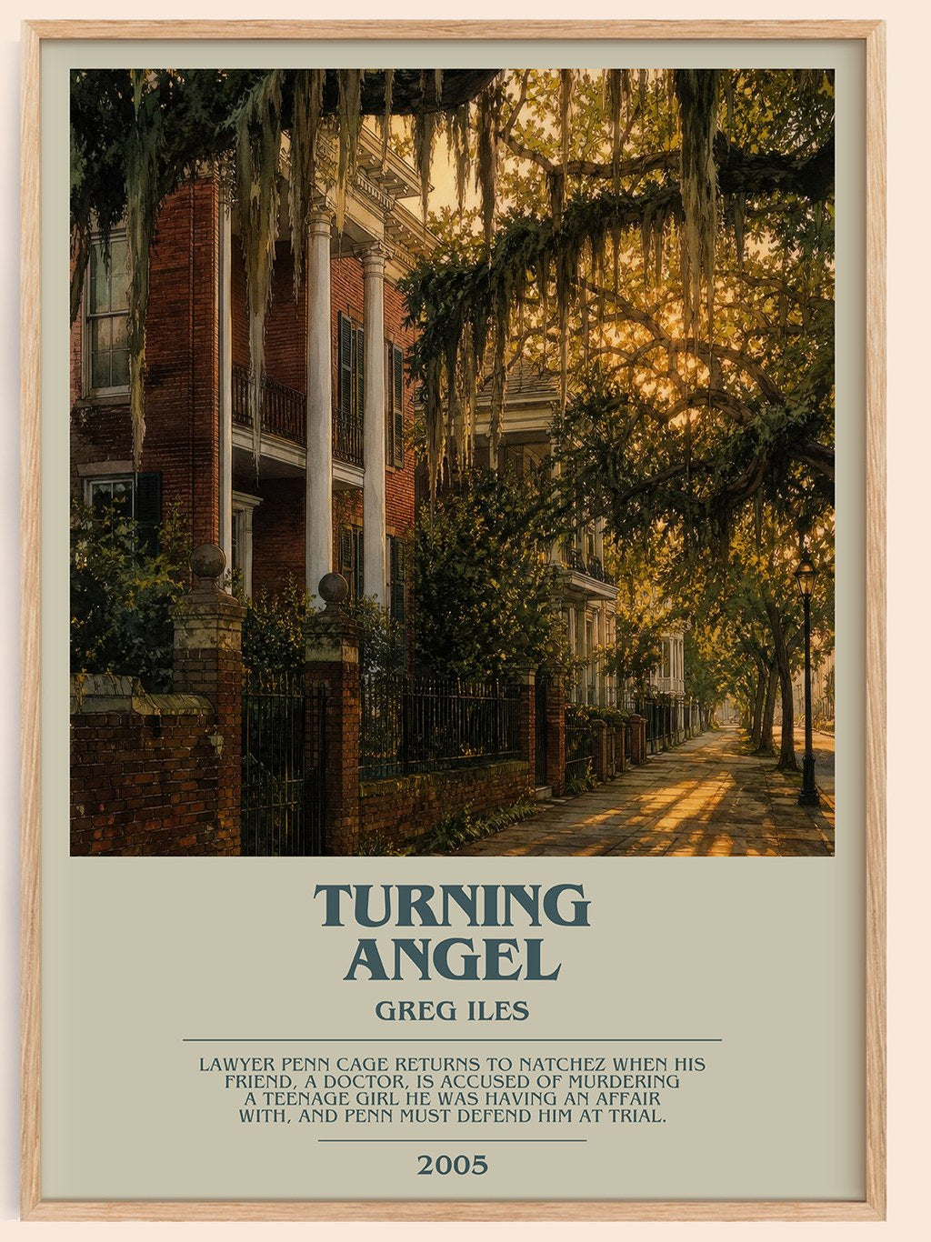 Turning Angel bookish book poster by Greg Iles – framed literary art print