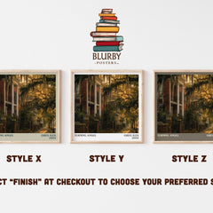 Turning Angel literary print in frame leaning in hallway – legal thriller wall art