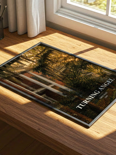 Turning Angel watercolour book poster framed on wall – legal thriller wall art