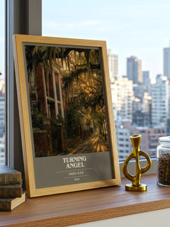 Turning Angel book cover print framed by window – literary home decor