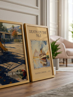 Time Bomb watercolour print framed by window – literary home decor