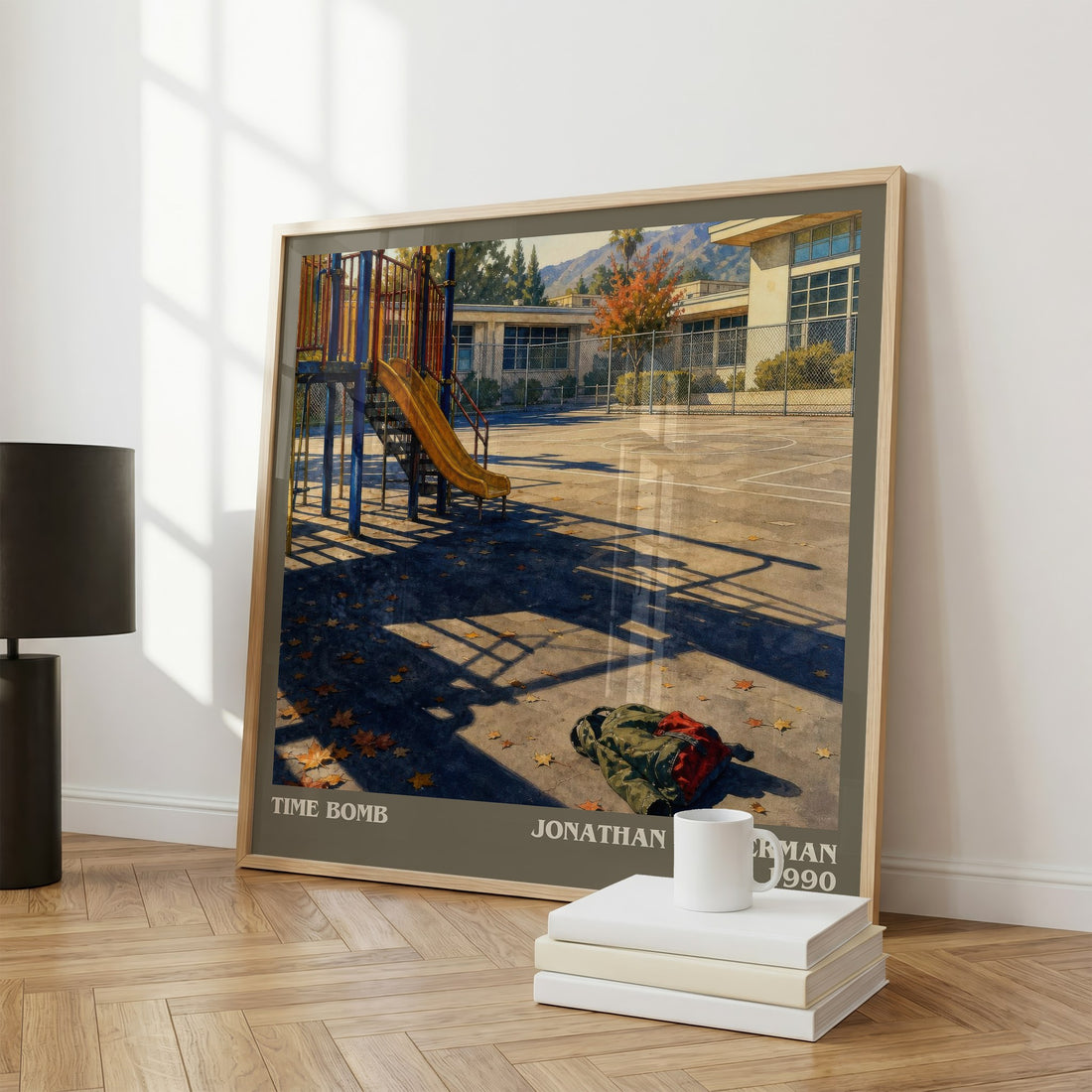 Time Bomb literary print framed by window – literary home decor