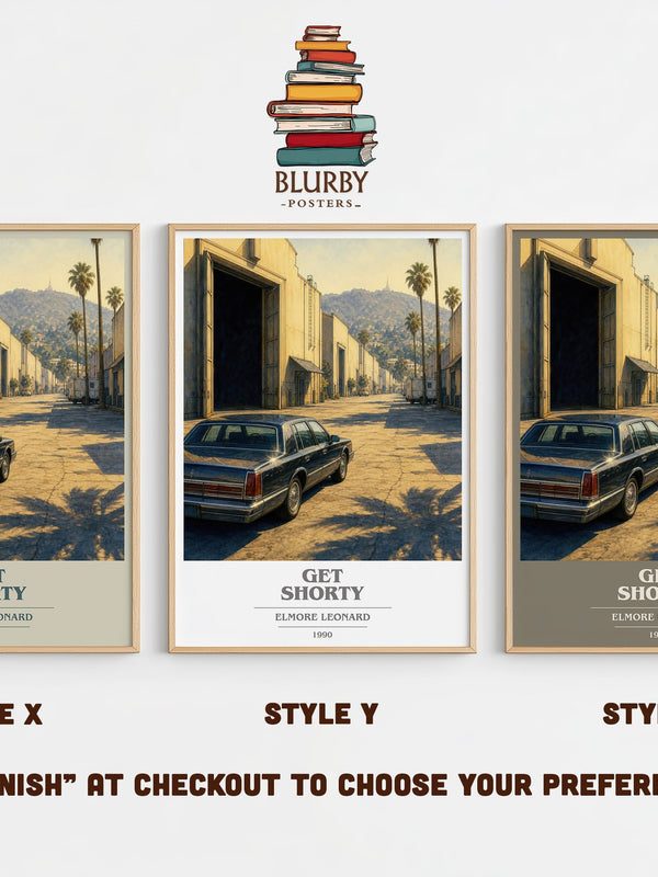Get Shorty book cover print in frame leaning in hallway – crime wall art