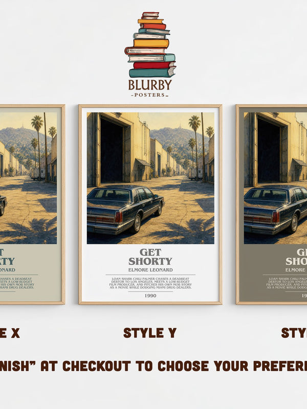 Get Shorty bookish print in frame leaning in hallway – crime wall art