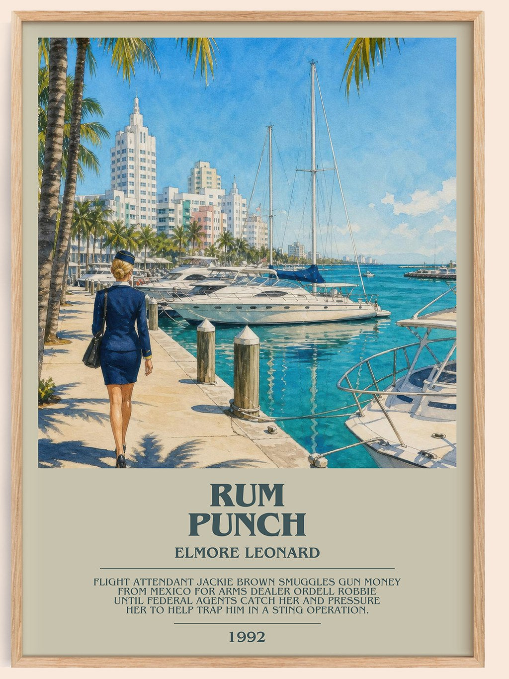 Rum Punch bookish book poster by Elmore Leonard – framed literary art print