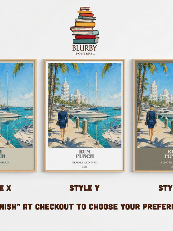 Rum Punch book cover print in frame leaning in hallway – crime wall art