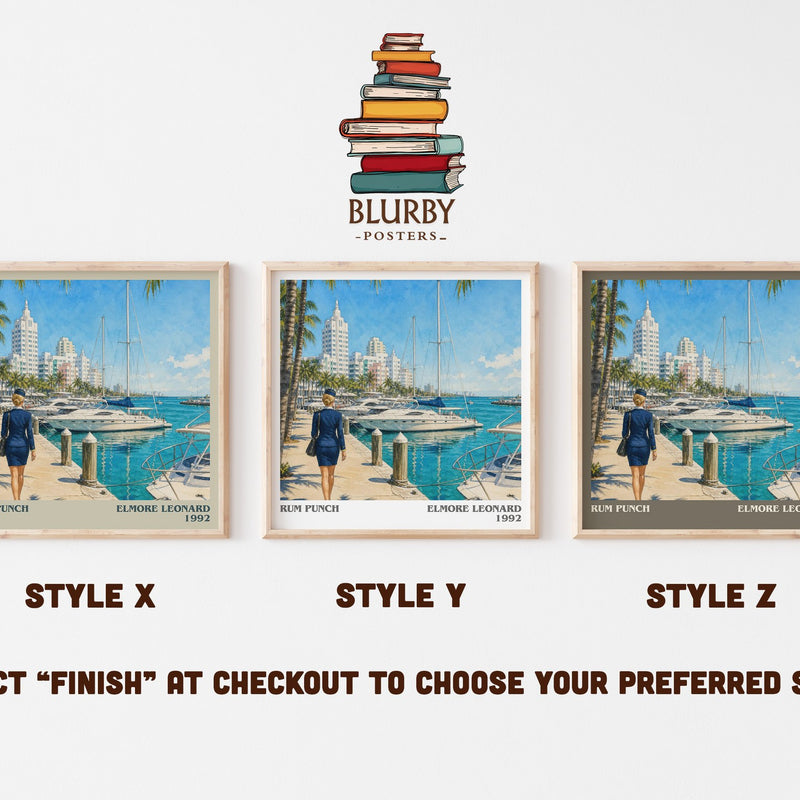 Rum Punch literary print in frame leaning in hallway – crime wall art