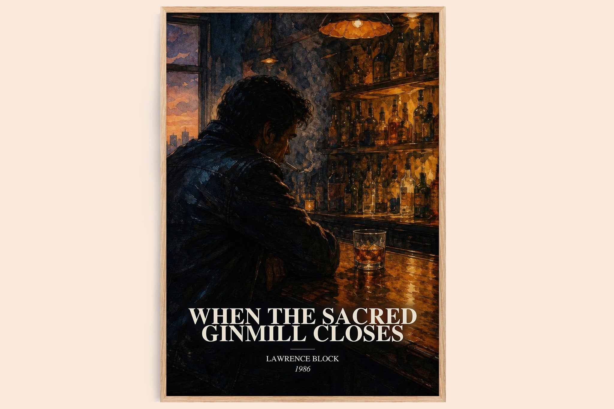 When the Sacred Ginmill Closes Book Watercolour Illustration by Lawrence Block