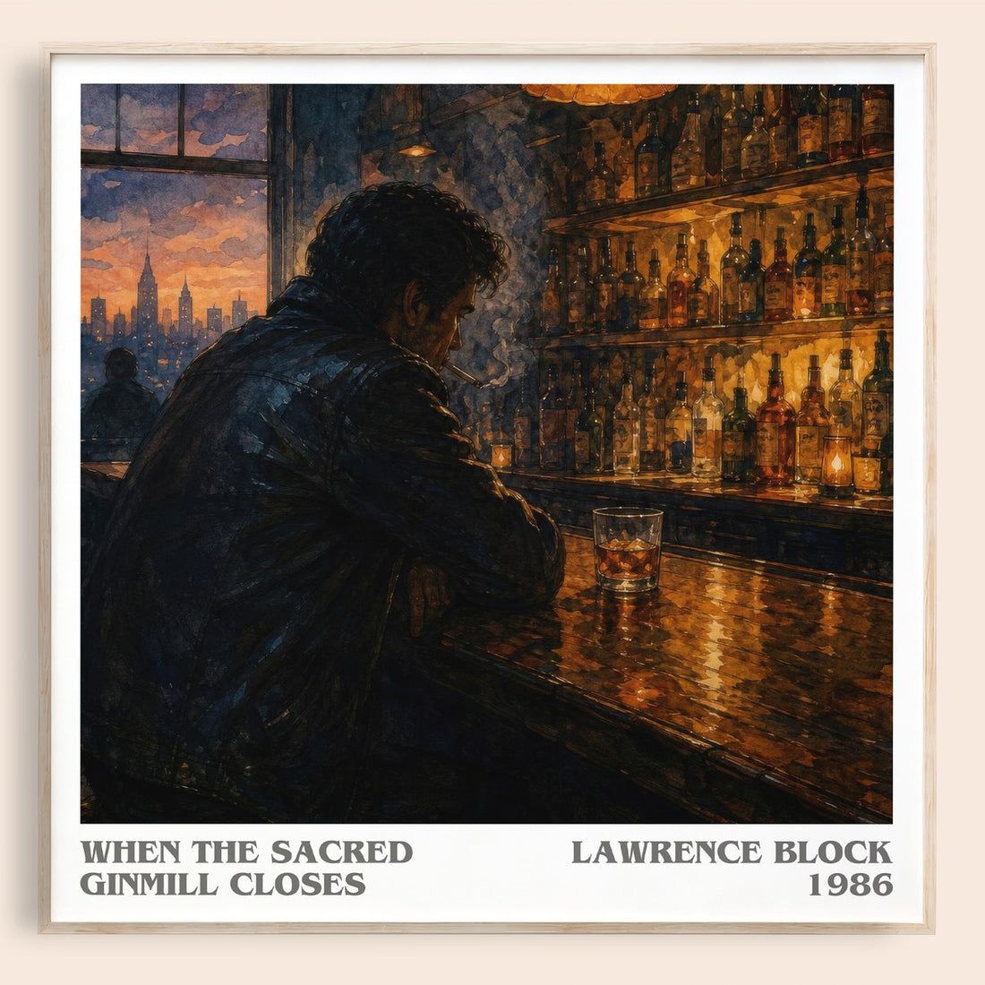 When the Sacred Ginmill Closes literary book poster by Lawrence Block – framed literary art print