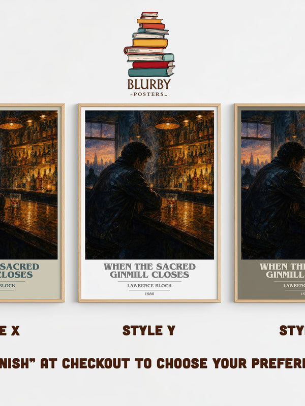 When the Sacred Ginmill Closes book cover print in frame leaning in hallway – crime wall art