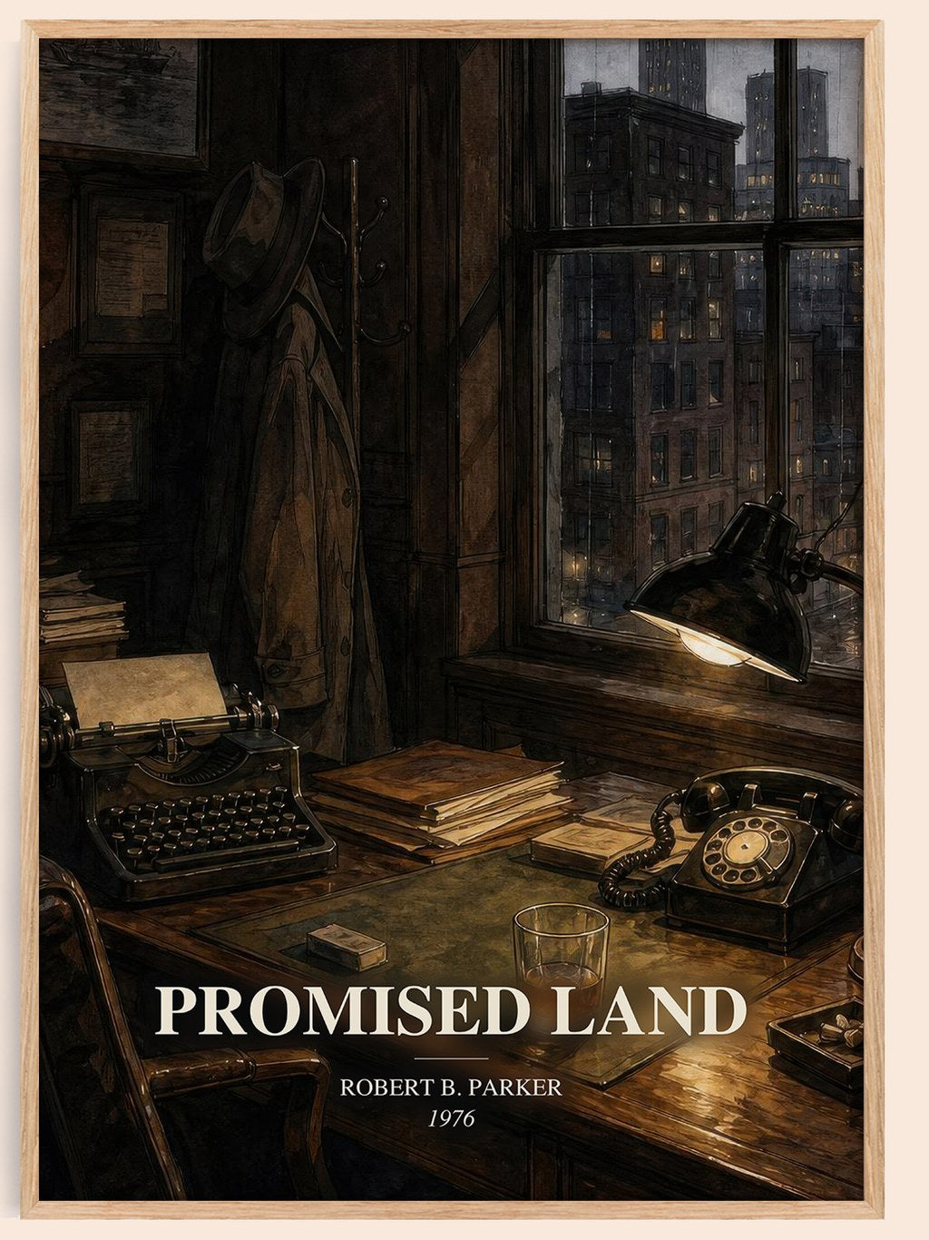 Promised Land watercolour book poster by Robert B. Parker – framed literary art print