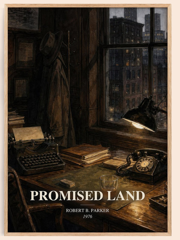 Promised Land watercolour book poster by Robert B. Parker – framed literary art print
