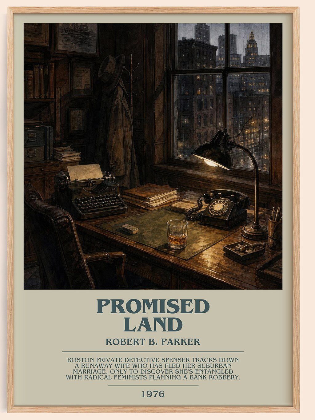 Promised Land bookish book poster by Robert B. Parker – framed literary art print