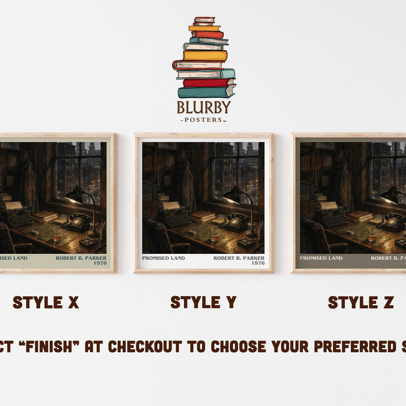 Promised Land literary print in frame leaning in hallway – crime wall art