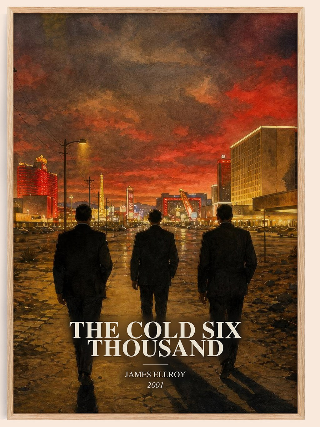 The Cold Six Thousand watercolour book poster by James Ellroy – framed literary art print