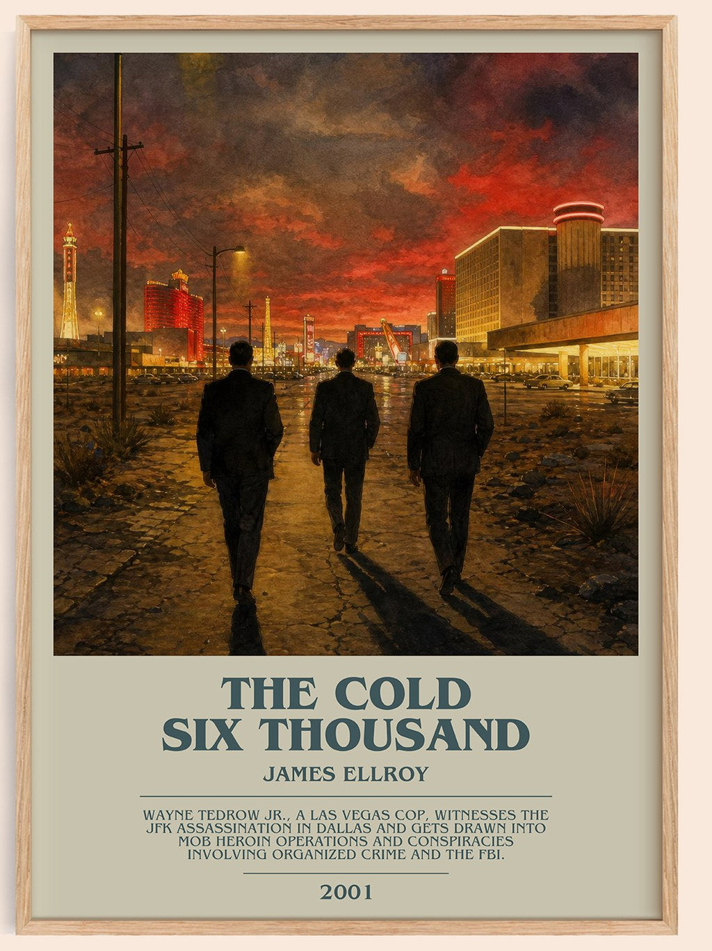 The Cold Six Thousand bookish book poster by James Ellroy – framed literary art print