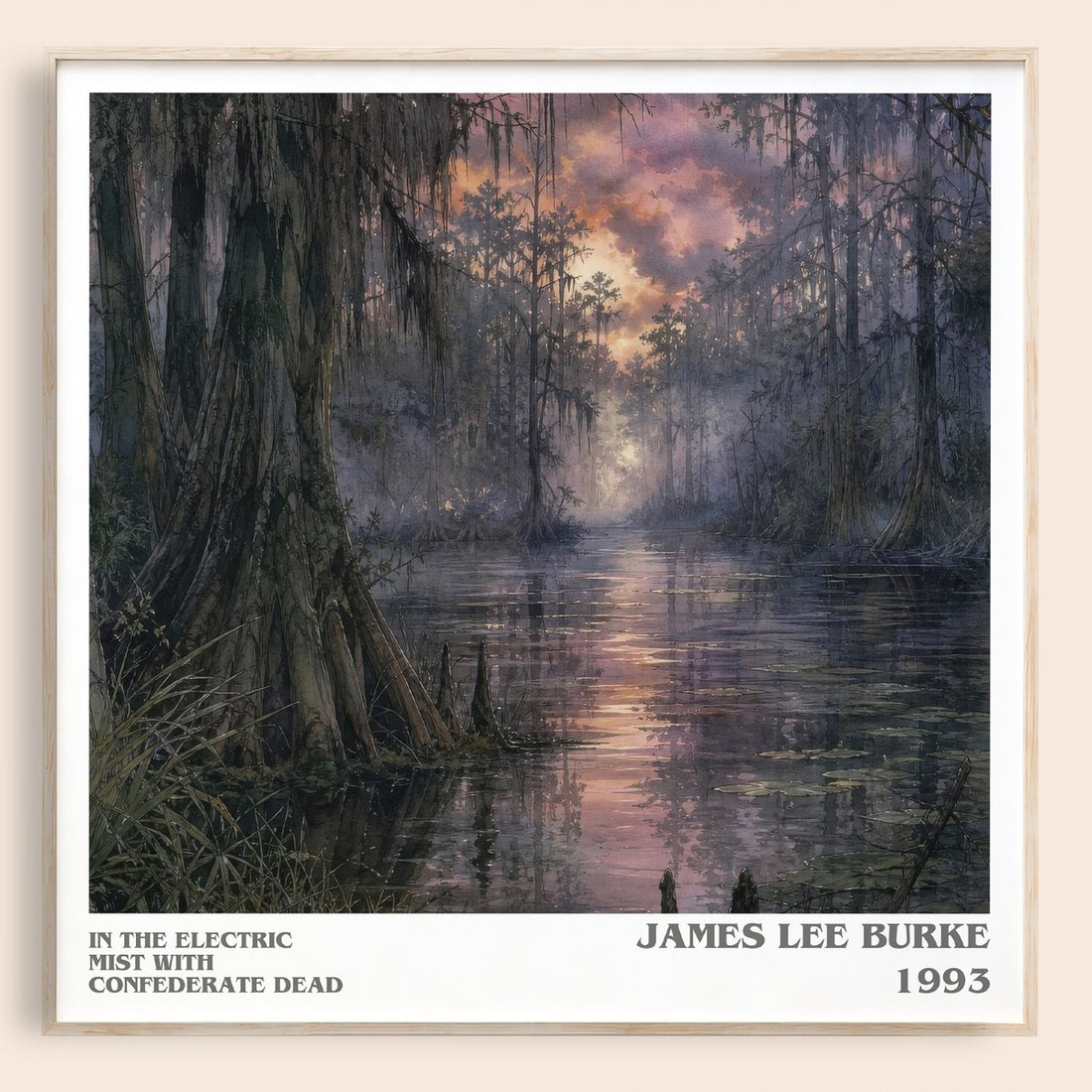 In the Electric Mist with Confederate Dead literary book poster by James Lee Burke – framed literary art print