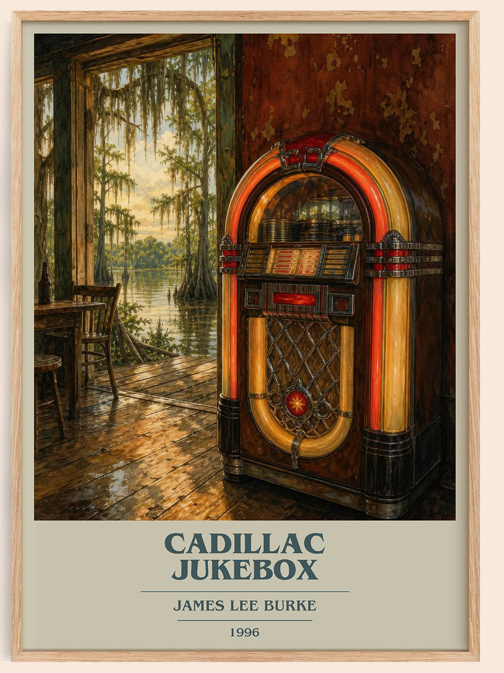 Cadillac Jukebox book cover book poster by James Lee Burke – framed literary art print