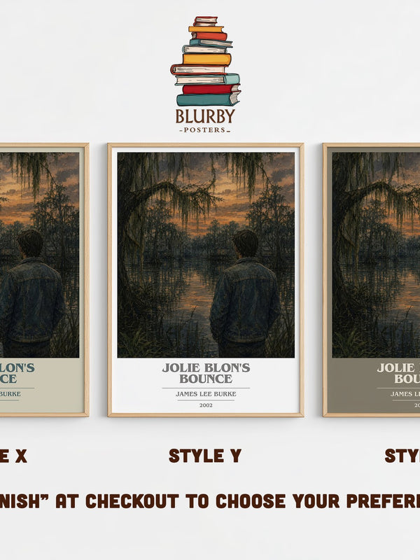 Jolie Blon's Bounce book cover print in frame leaning in hallway – crime wall art