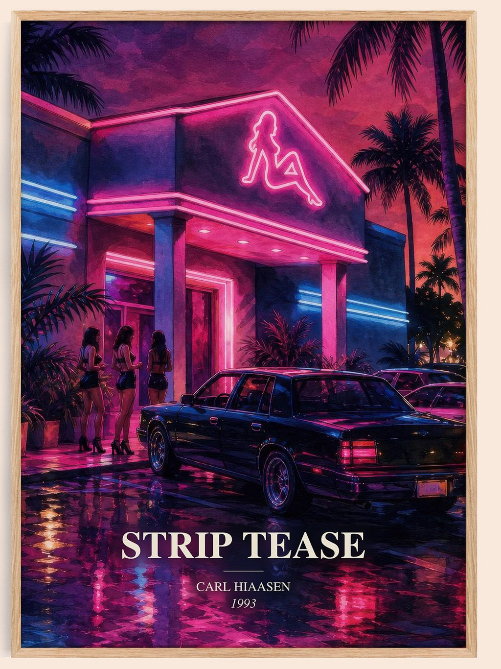 Strip Tease watercolour book poster by Carl Hiaasen – framed literary art print
