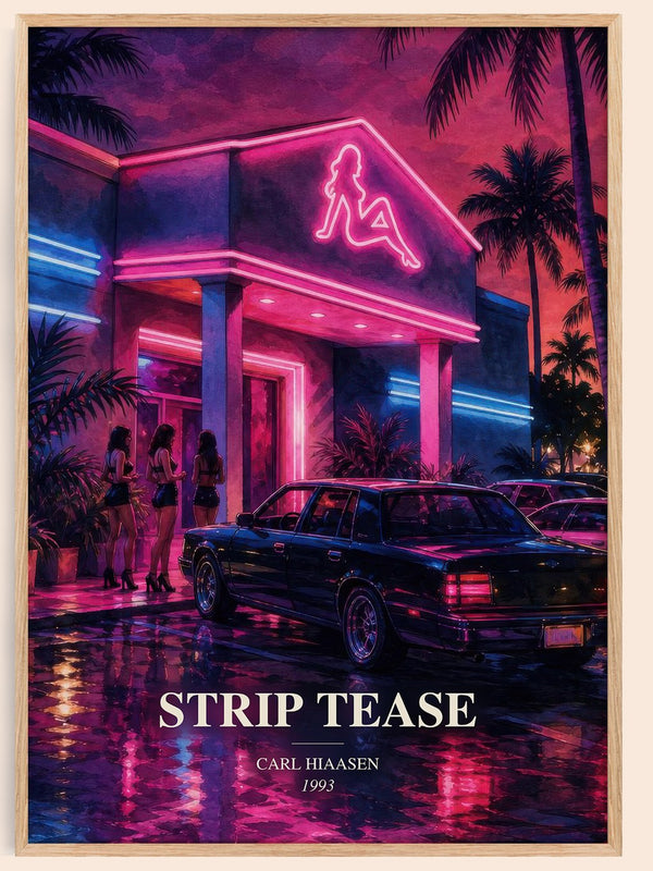 Strip Tease watercolour book poster by Carl Hiaasen – framed literary art print