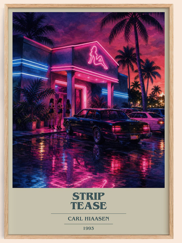 Strip Tease book cover book poster by Carl Hiaasen – framed literary art print