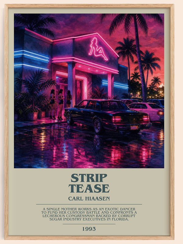 Strip Tease bookish book poster by Carl Hiaasen – framed literary art print