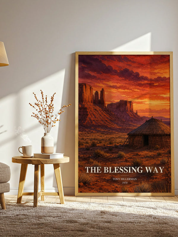 The Blessing Way watercolour print in frame leaning in hallway – mystery wall art