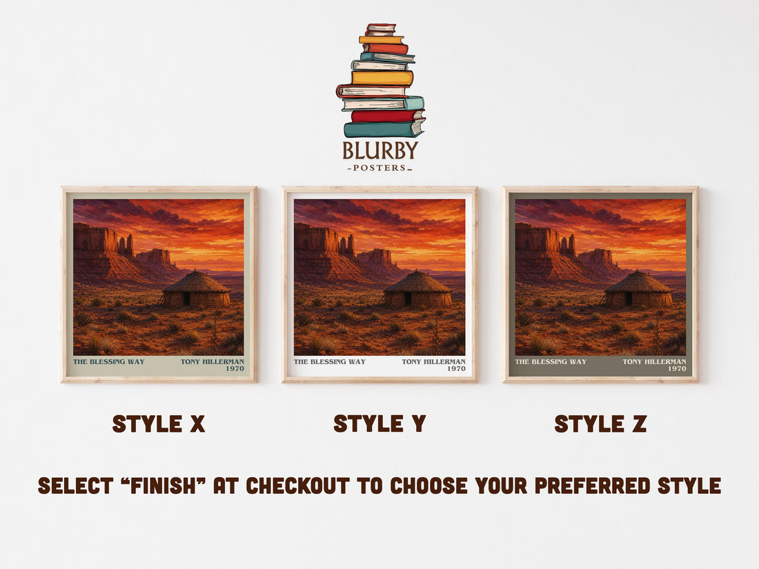 The Blessing Way literary print in frame leaning in hallway – mystery wall art (mockup)