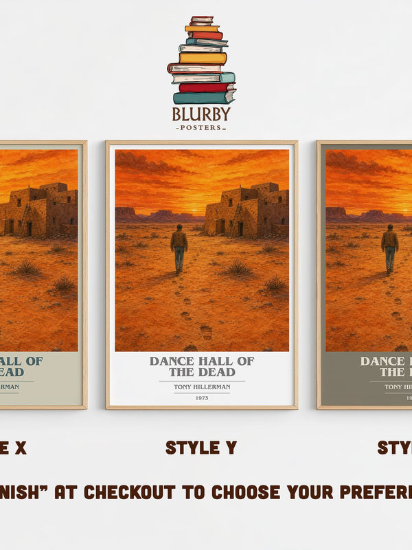 Dance Hall of the Dead book cover print in frame leaning in hallway – mystery wall art