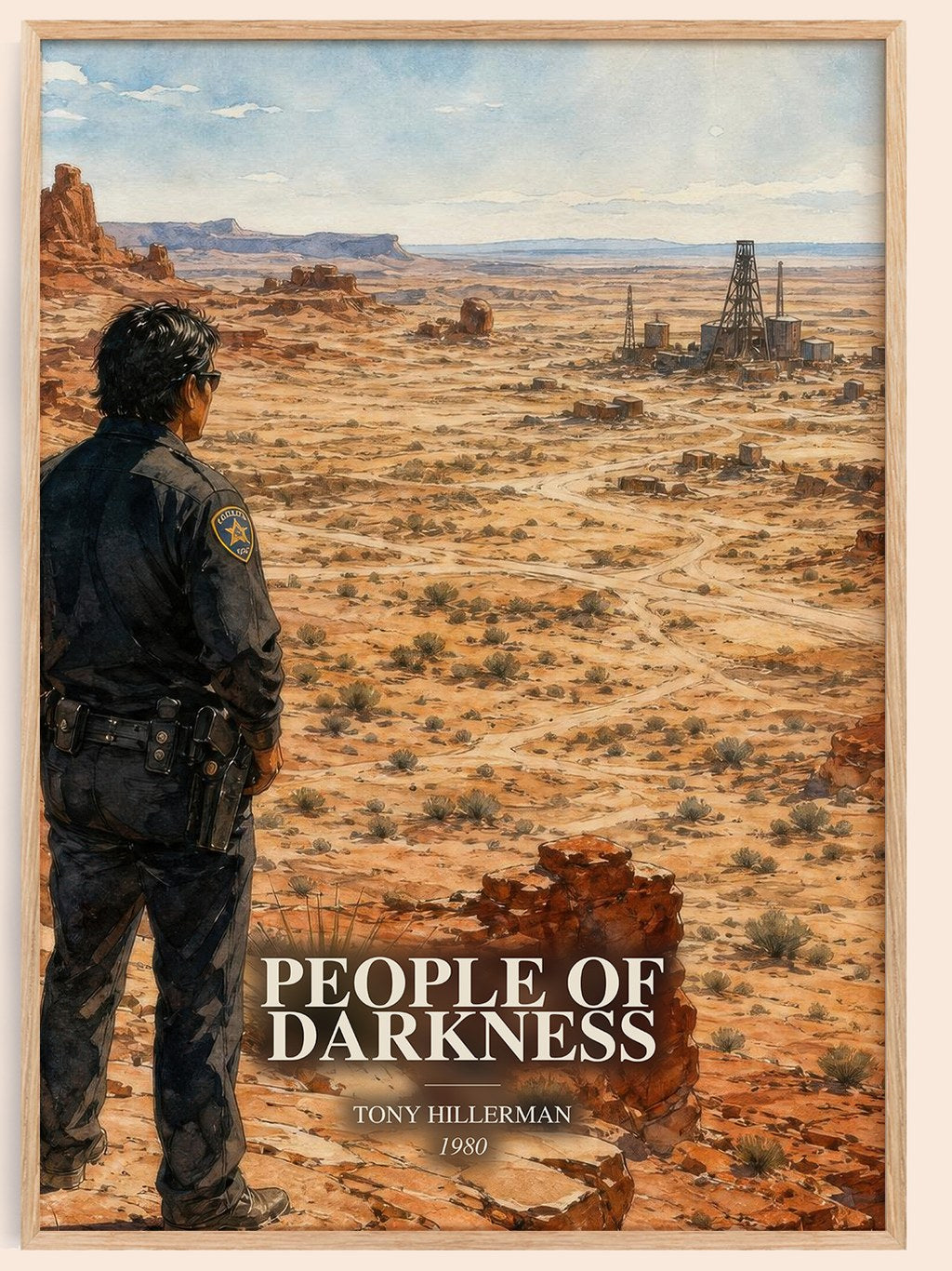 People of Darkness watercolour book poster by Tony Hillerman – framed literary art print