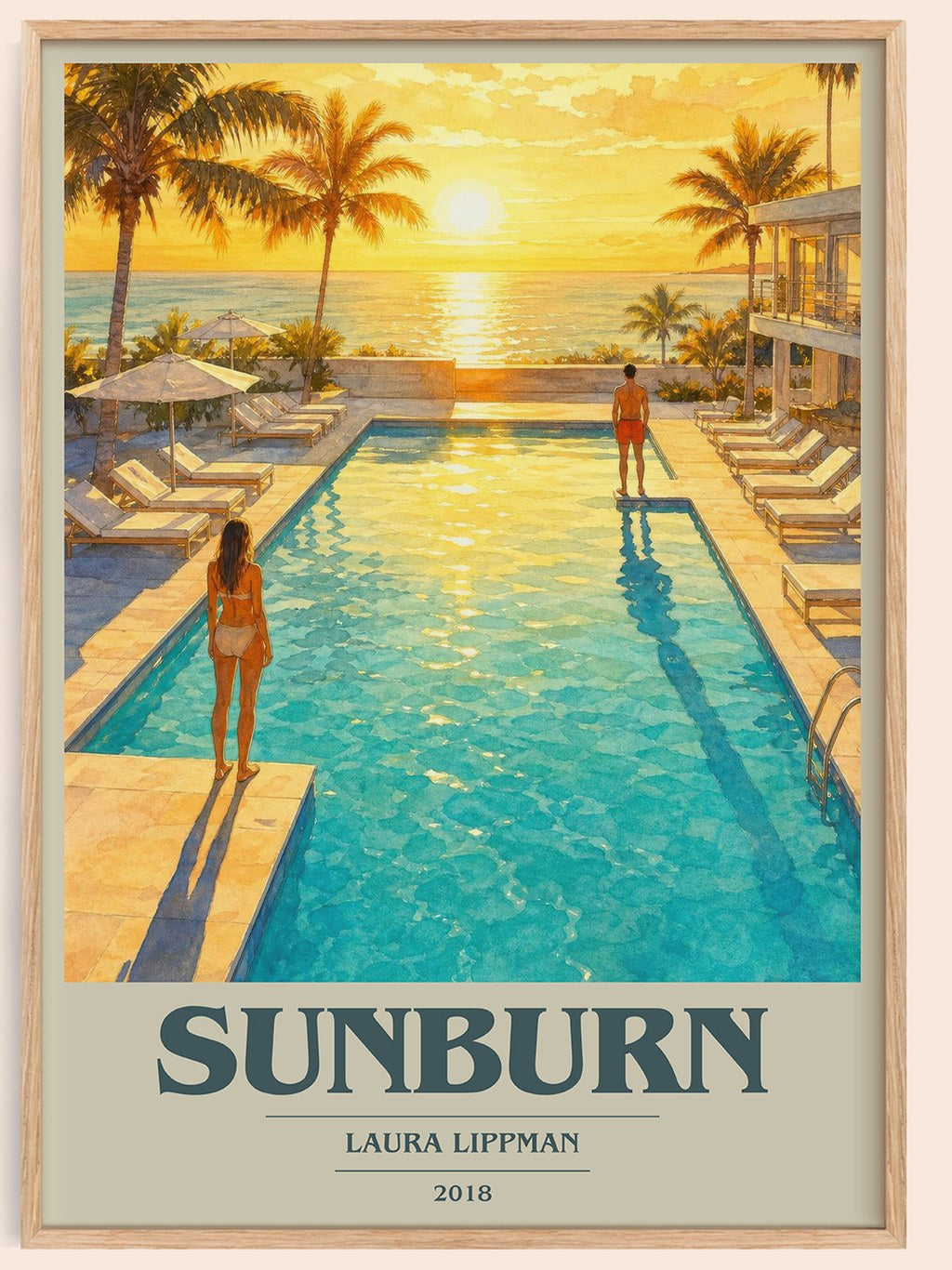 Sunburn book cover book poster by Laura Lippman – framed literary art print