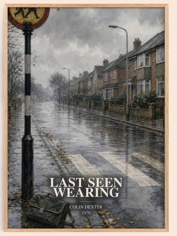 Last Seen Wearing watercolour book poster by Colin Dexter – framed literary art print