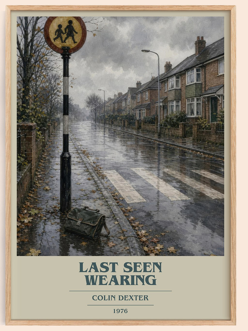 Last Seen Wearing book cover book poster by Colin Dexter – framed literary art print