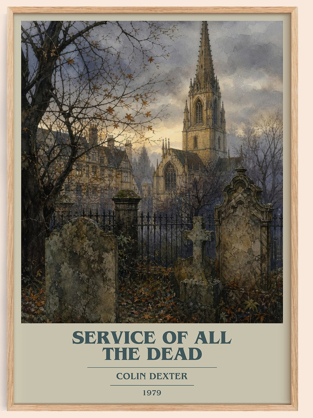 Service of All the Dead book cover book poster by Colin Dexter – framed literary art print