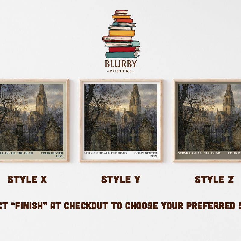 Service of All the Dead literary print in frame leaning in hallway – mystery wall art
