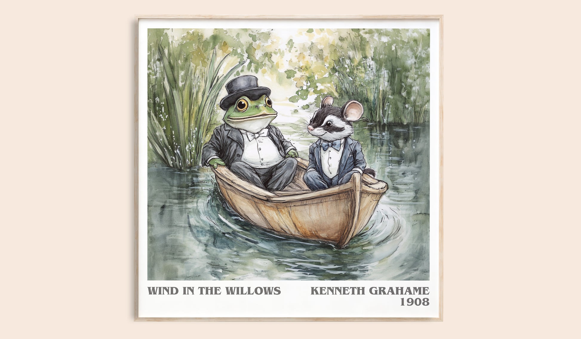 The Wind in the Willows literary book poster by Kenneth Grahame – framed literary art print