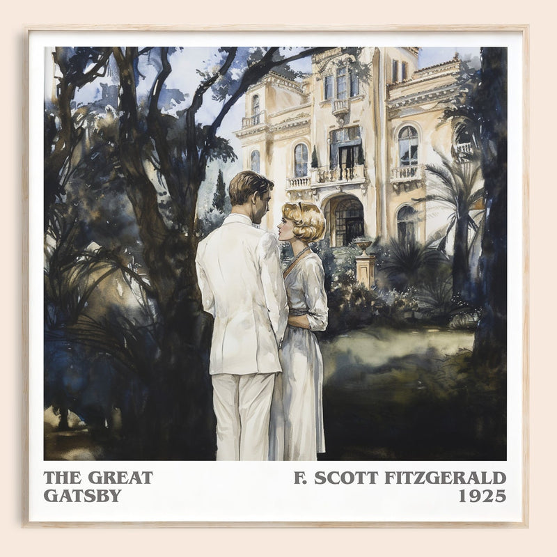 The Great Gatsby literary book poster by F. Scott Fitzgerald – framed literary art print