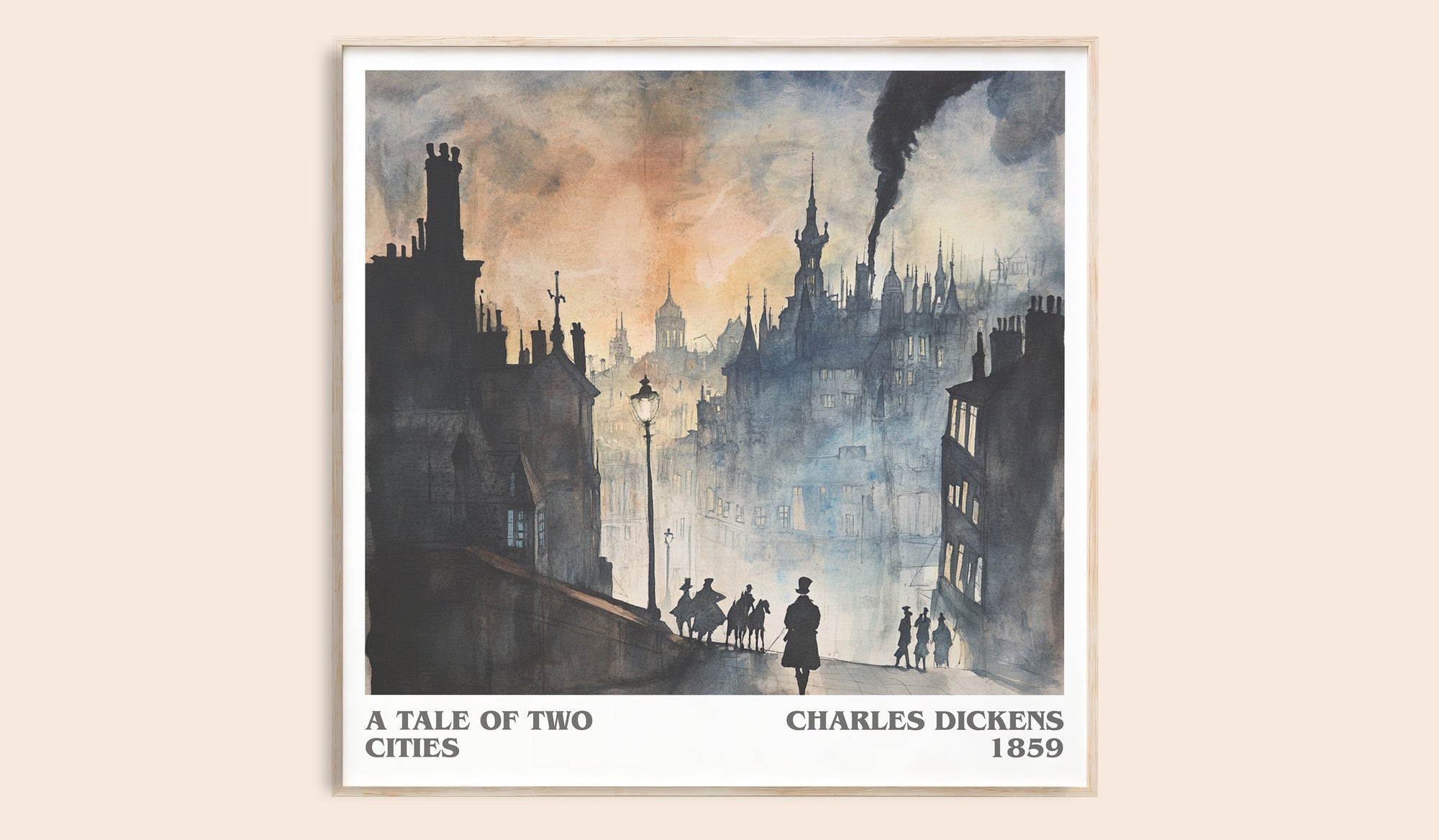 A Tale of Two Cities literary book poster by Charles Dickens – framed literary art print
