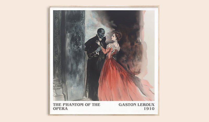 The Phantom of the Opera literary book poster by Gaston Leroux – framed literary art print