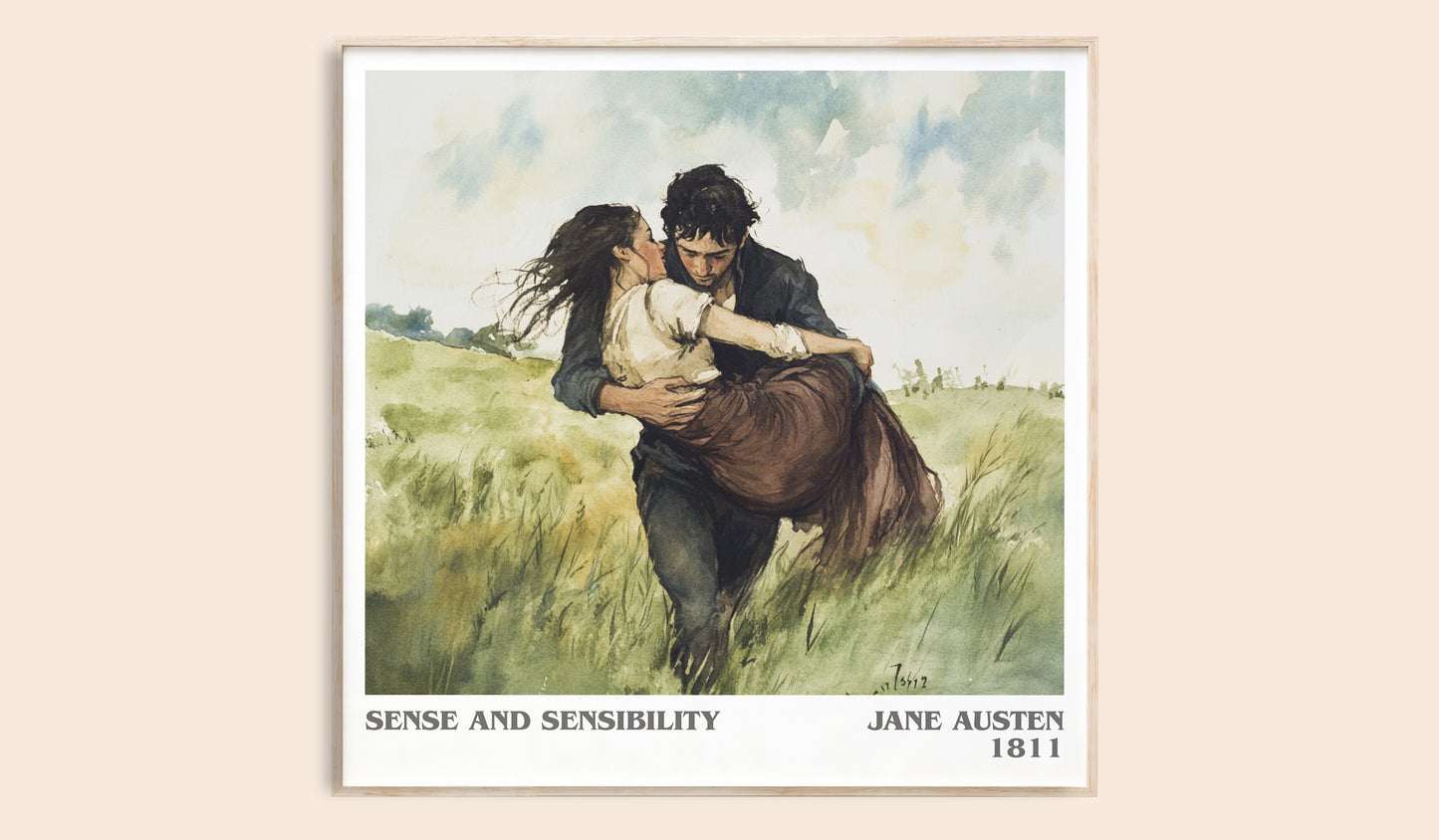 Sense and Sensibility literary book poster by Jane Austen – framed literary art print