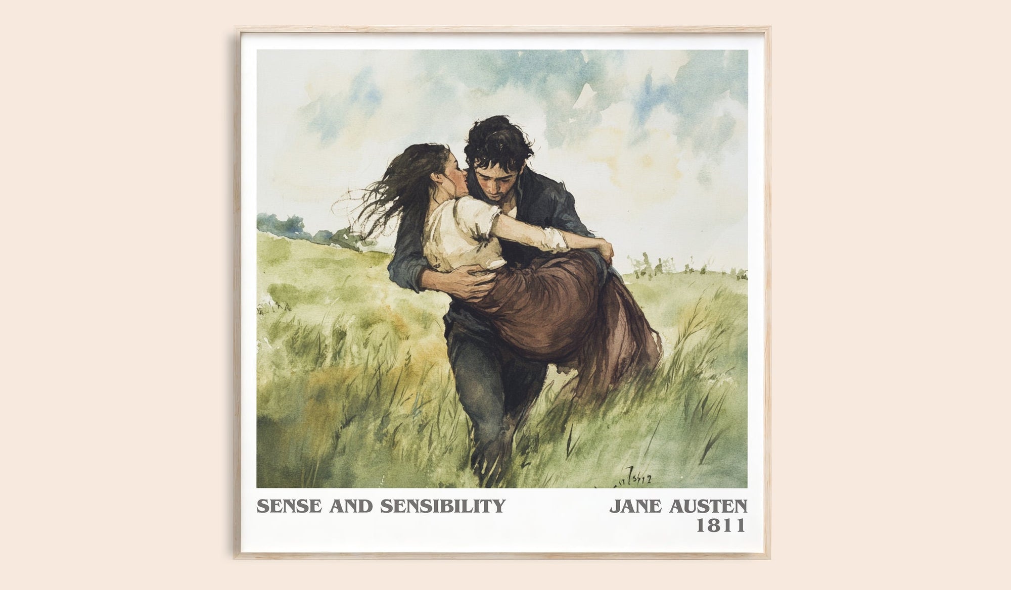 Sense and Sensibility literary book poster by Jane Austen – framed literary art print