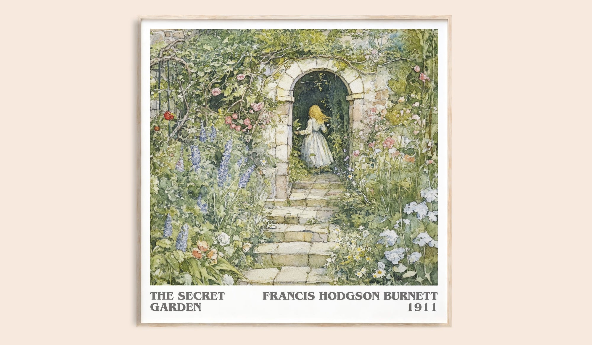 The Secret Garden literary book poster by Frances Hodgson Burnett – framed literary art print