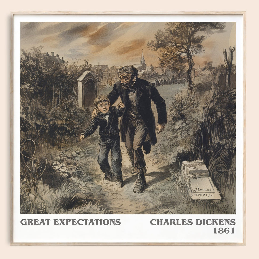 Great Expectations literary book poster by Charles Dickens – framed literary art print