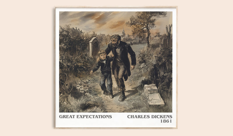 Great Expectations literary book poster by Charles Dickens – framed literary art print
