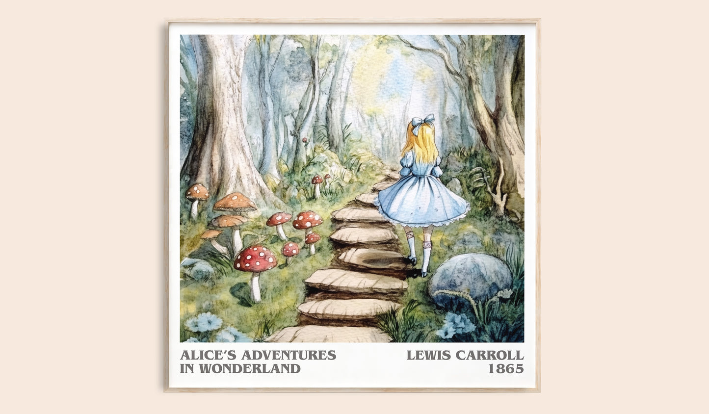 Alice's Adventures in Wonderland literary book poster by Lewis Carroll – framed literary art print